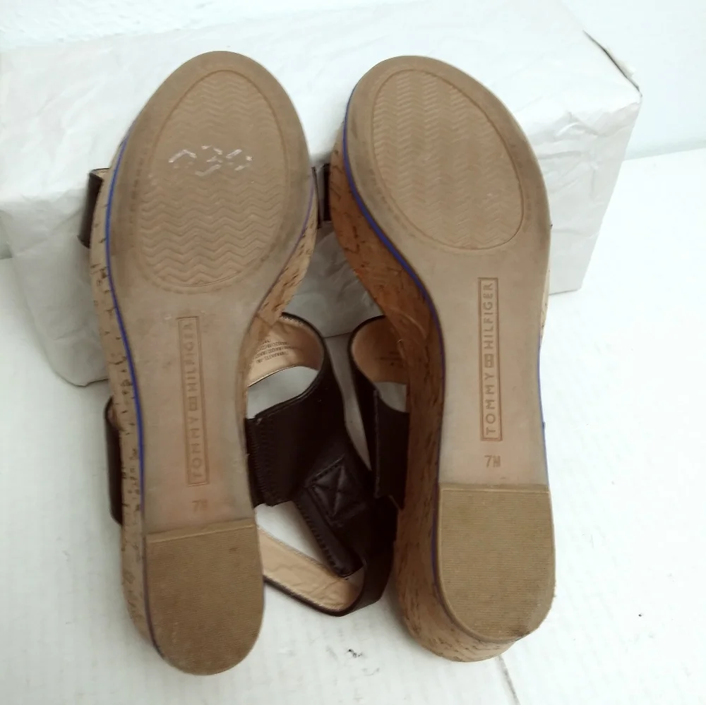 Tommy Hilfiger Maite 7M Slingback Cork Wedge Sandals Shoes